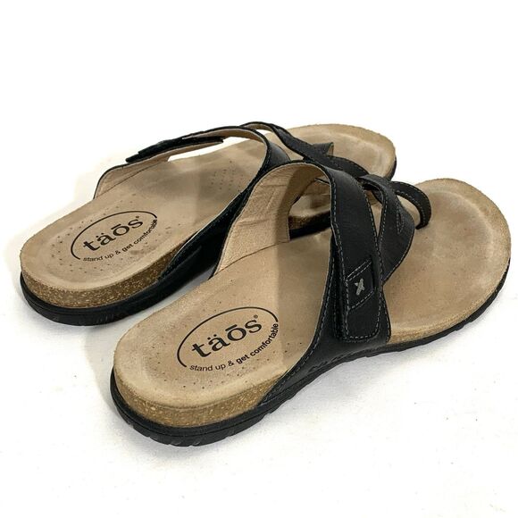 Taos Womens Black Perfect Sandals Size 8 Leather Comfort Strappy EU 39 - Picture 8 of 13